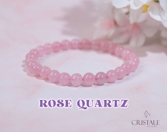 6mm Rozenkwarts armband, Rozenkwarts kristal, kristal kralen armband, helende kristallen, kristal cadeau, sieraden