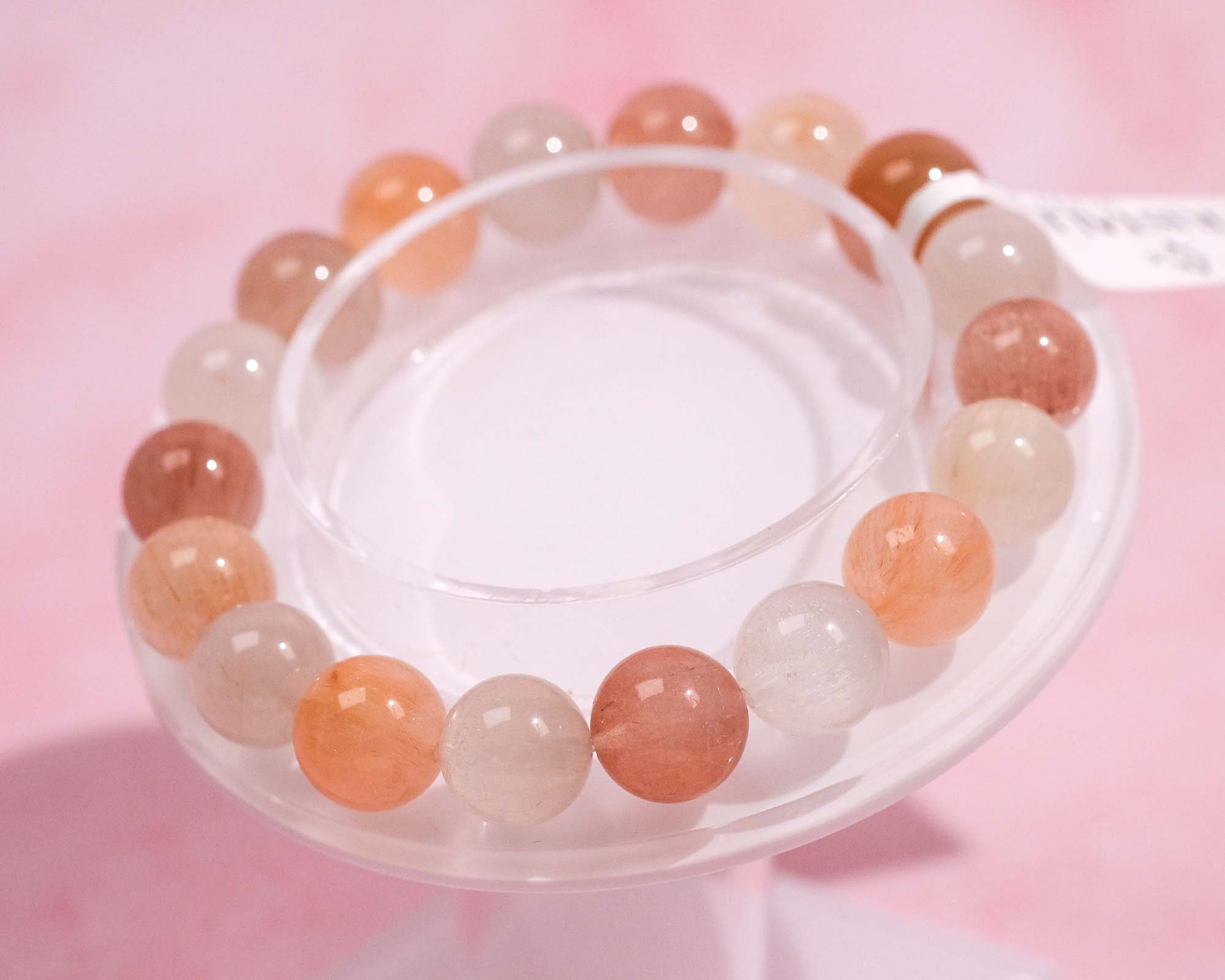 Pink Rutilated Quartz High Quality Rabbit Hair Quartz Bracelet, Pink Rutilated Quartz, Rutile ...