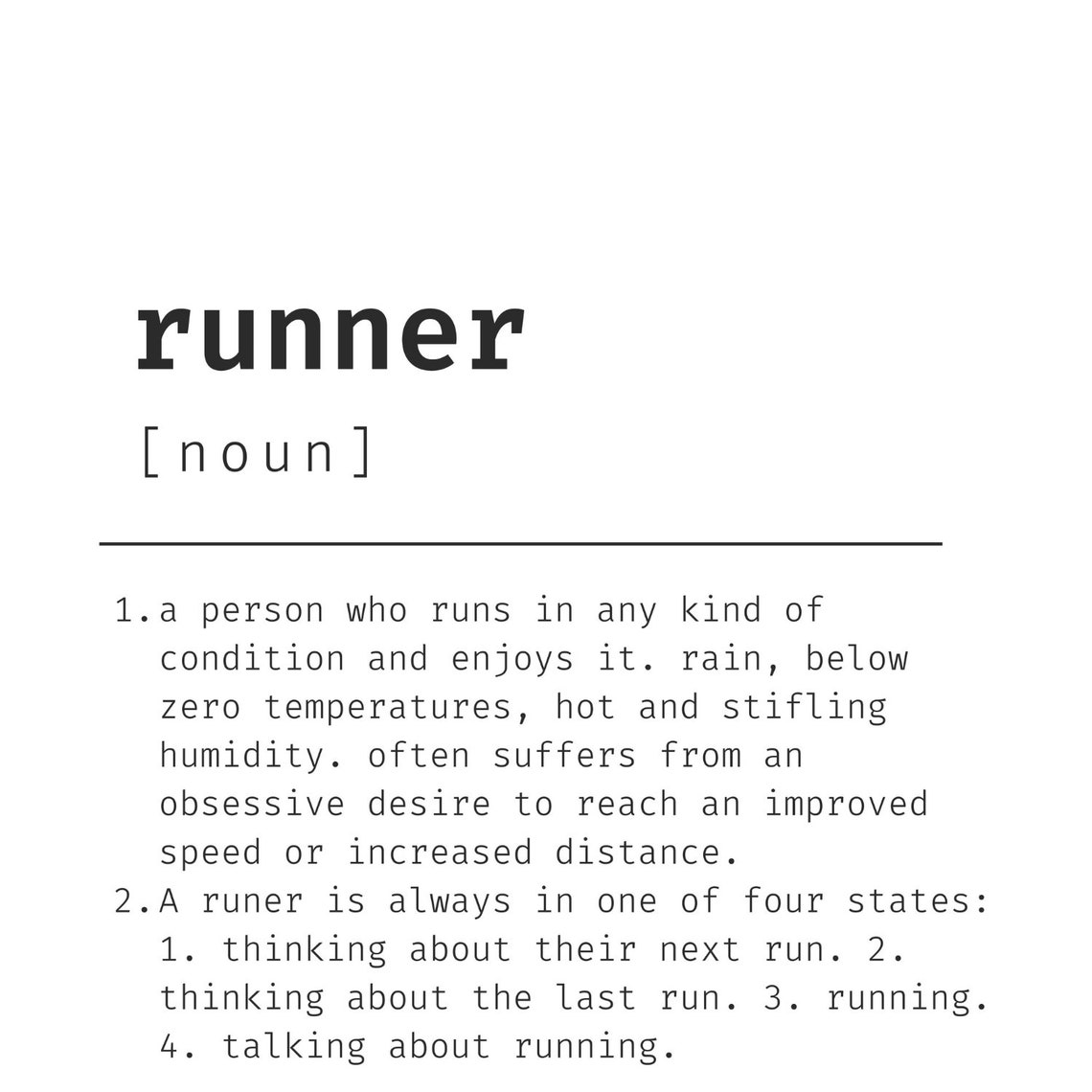 Runner Wall Art Definition Of A Runner Quote Poster Etsy