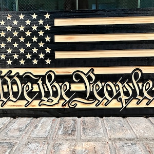 Rustic Wood We the People Flag Wall Art | Wooden American Flag | Constitution Flag | Wood American Flag Art, Man Cave Art