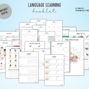 Puede incluir: Un conjunto de hojas de trabajo de aprendizaje de idiomas imprimibles para niños. Las hojas de trabajo incluyen actividades para aprender sobre partes del cuerpo, emociones, adjetivos y más. Las hojas de trabajo están diseñadas para ser utilizadas con un cuaderno de aprendizaje de idiomas.