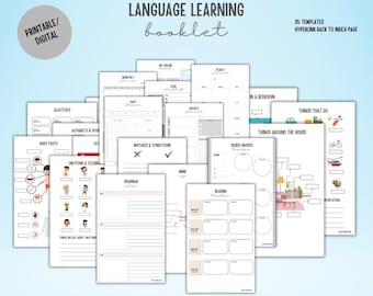 Language Learning Booklet Printable | Language Learning Planner | Grammar, Vocabulary, Movies/Books tracker | iPad Goodnotes | English