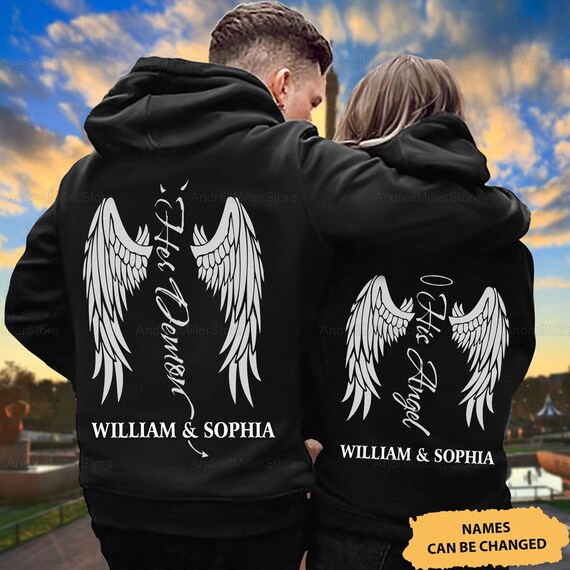 Personalized Demon and Angel Hoodie Matching Couple Hoodie - Etsy