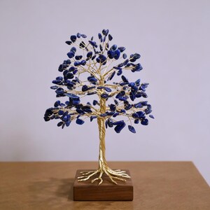 Geboortesteen van september, lapis lazuli boom, housewarming cadeau, gepersonaliseerd cadeau voor het 7-jarig jubileum, taarttopper