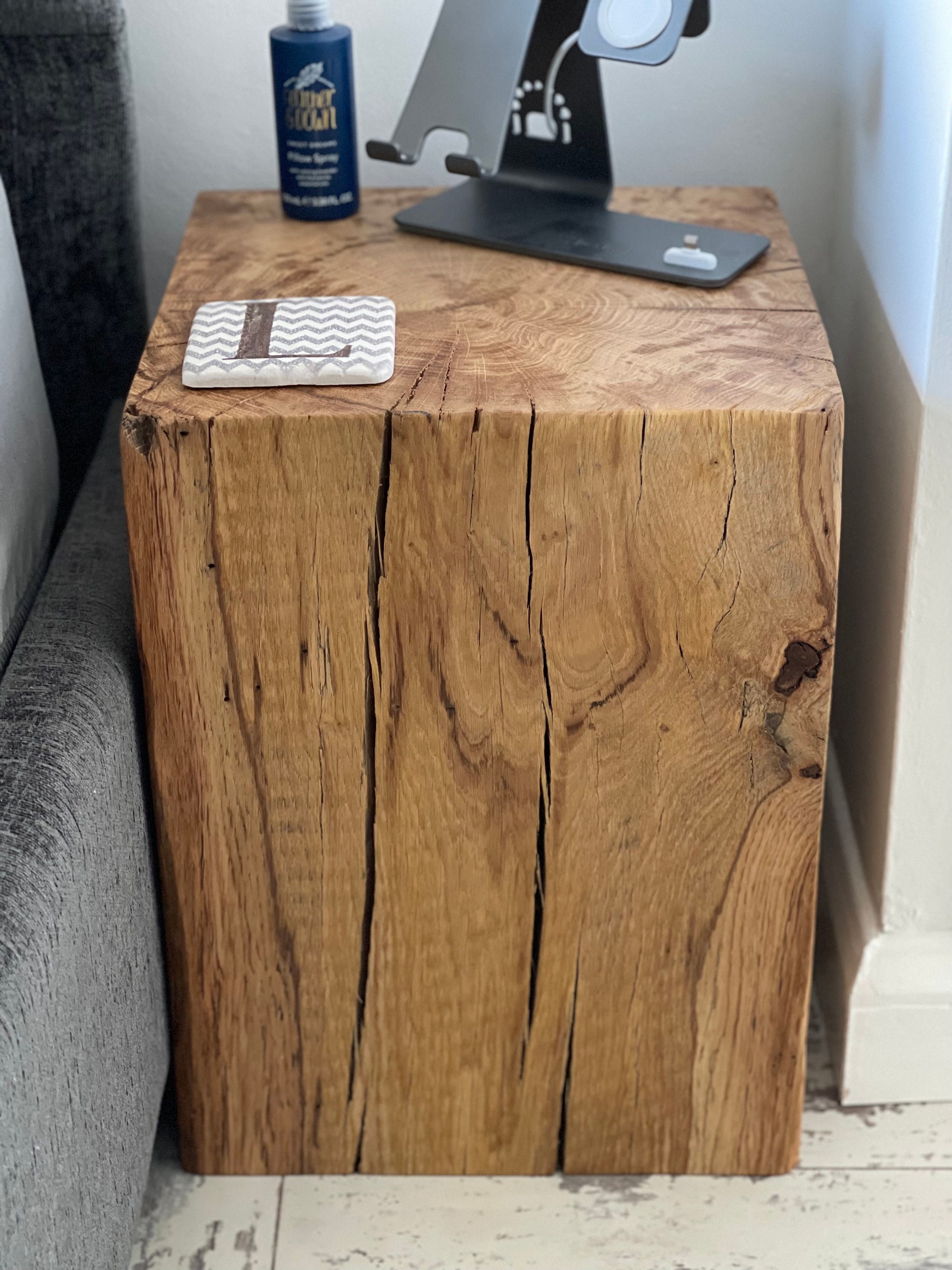 30 X 30CM Solid Oak Block Beam / Sleeper Side Table / End Etsy