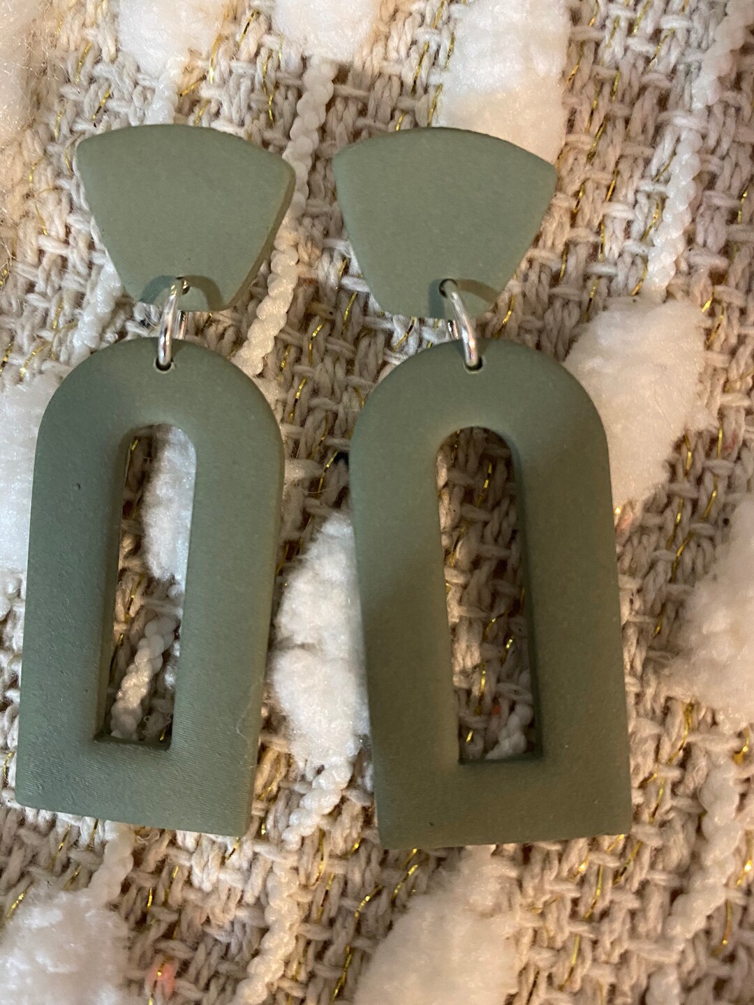 Sage Green Earrings, Polymer Clay Earrings, Sage Green Clay Earrings