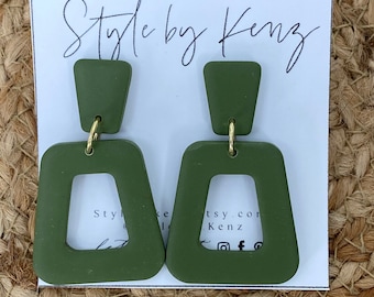 Olive Green Clay Earrings