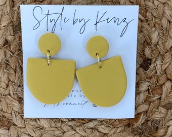 Mustard Yellow Clay Earrings Polymer Clay Earrings Lightweight