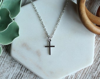 Sterling Silver Cross Necklace, Dainty Silver Cross Necklace, Silver Cross Pendant, Cross Necklace Women, Religious Necklace, Small Cross