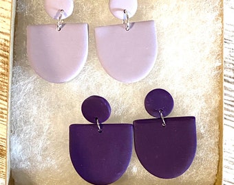 Lavender Clay Earrings, purple clay earrings