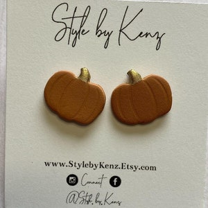 Variety Pumpkin Gold Stem Studs, Fall clay earrings, pumpkin studs, fall studs, autumn studs