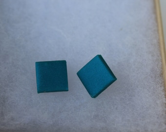 Square Shimmer Teal Studs