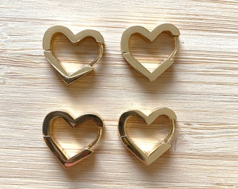 Heart hoops, valentines earrings, heart earrings, gold heart earrings, gold heart hoops