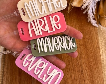 Super Cute Bag Tag Personalised | School Bag Tag | Acrylic Kids Bag Tag | Personalised Bag Tag for Kids | Custom Kinder Bag Tag| Colourful |