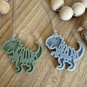 Dinosaur Personalised Bag Tag | Dino Gift Tag | Prehistoric Bag Charm | Kids Dino Basket Tag Keychain | Name Label | Dinosaurs