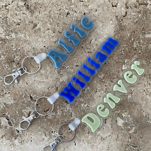 Bubble Acrylic Name Tag - Block style | Keyring | Personalised Keychain