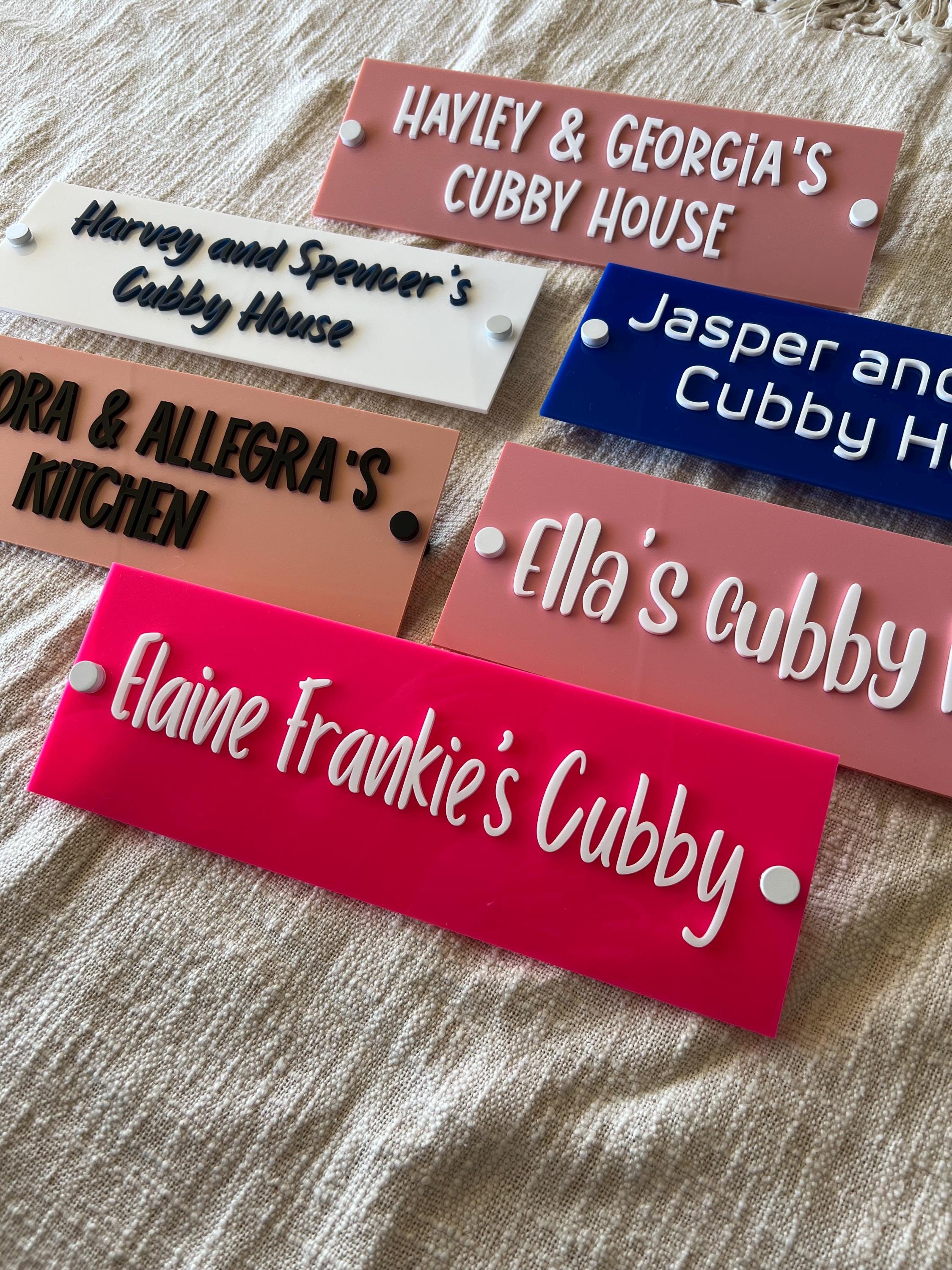 Personalized Acrylic Cubby House Sign: Custom Kids Playroom Decor ...