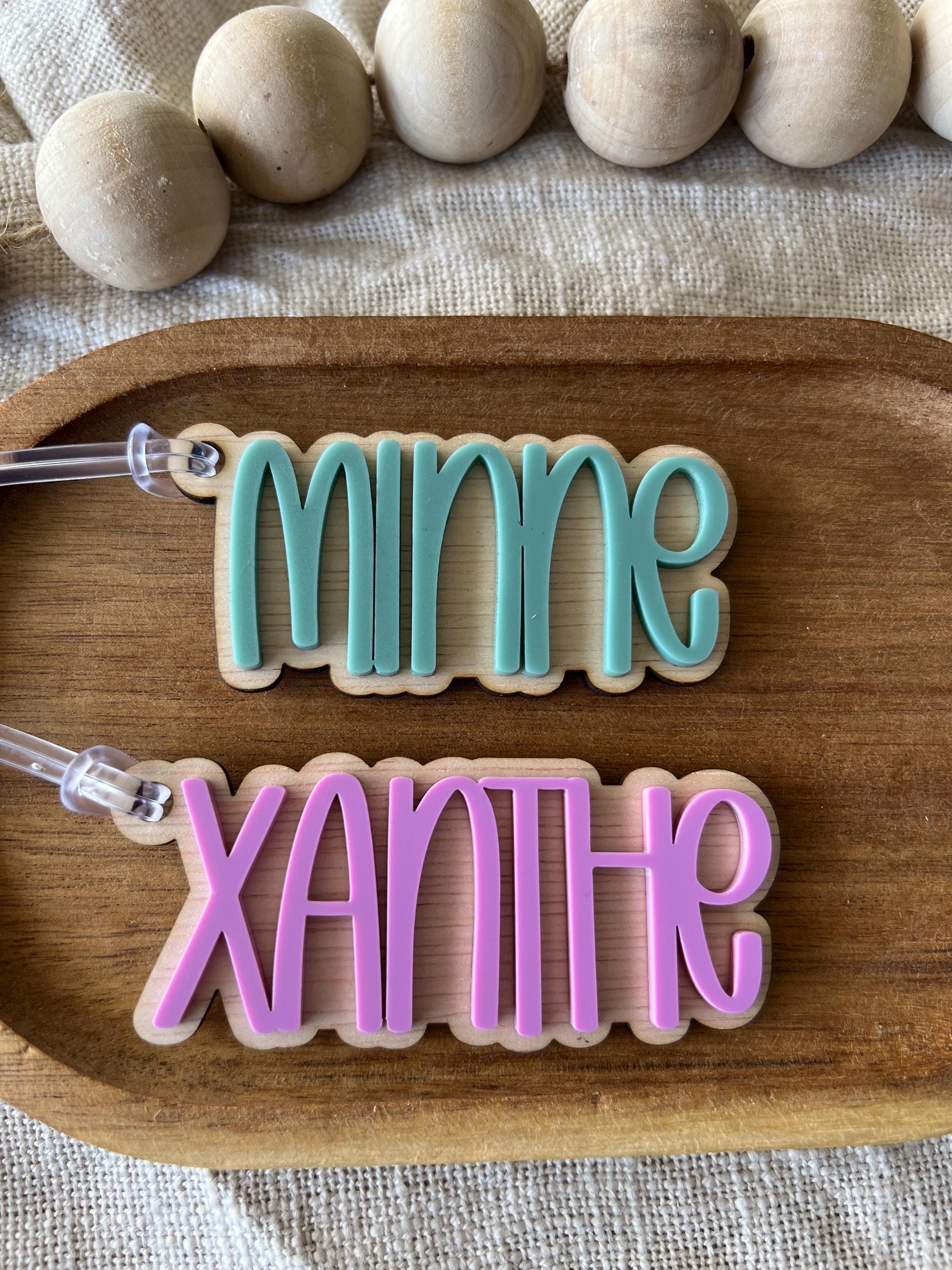 Timberland Personalised Timber Bag Tag | Wood & Acrylic Name Keychain ...
