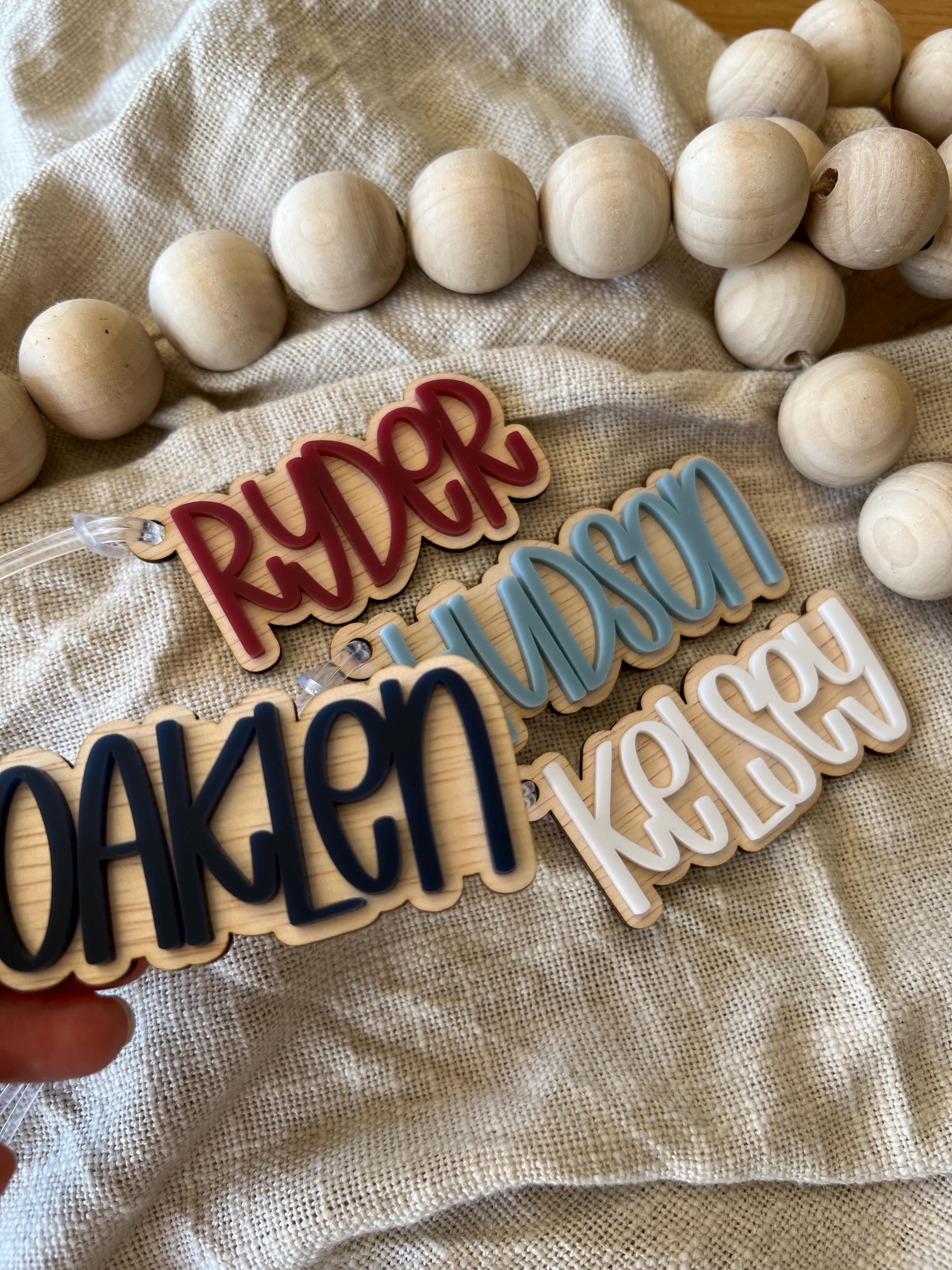Timberland Keychain | Personalised Wood & Acrylic Bag Tag: Kids ...