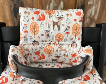 cushions upholstery covers for Stokke Tripp trapp high chair waterproof breathable material. Water repellent, TPU forest animals