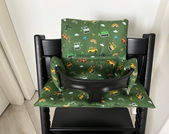 Cushions for Stokke Tripp Trapp high chair car truck bulldozers traffic green