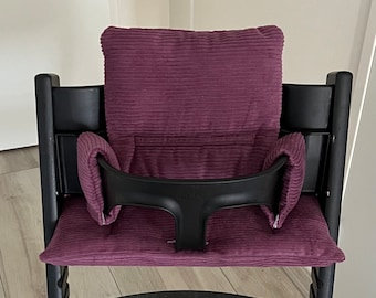 Coussins housses de siège rembourrage pour chaise haute Stokke Tripp Trapp velours côtelé violet cordon côtelé