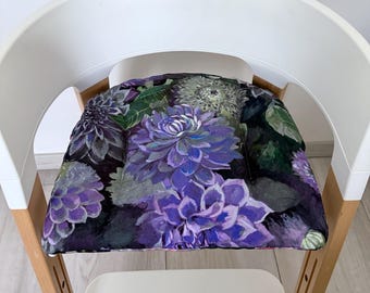 Sittdyna till Stokke Steps junior barnstol, dubbelsidig, lila och rosa blommor