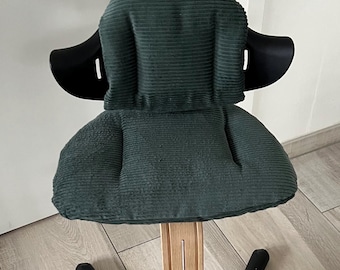 cushion cover for Stokke Nomi high chair, dark green ribbed fabric