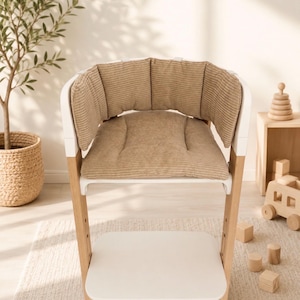 Kussens kussenset bekleding voor steps junior meegroei kinderstoel met rugdeel beige ribstof cord
