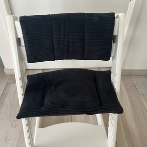 Junior chair cushions for Stokke Tripp Trapp high chair, black ribbed cord image 1
