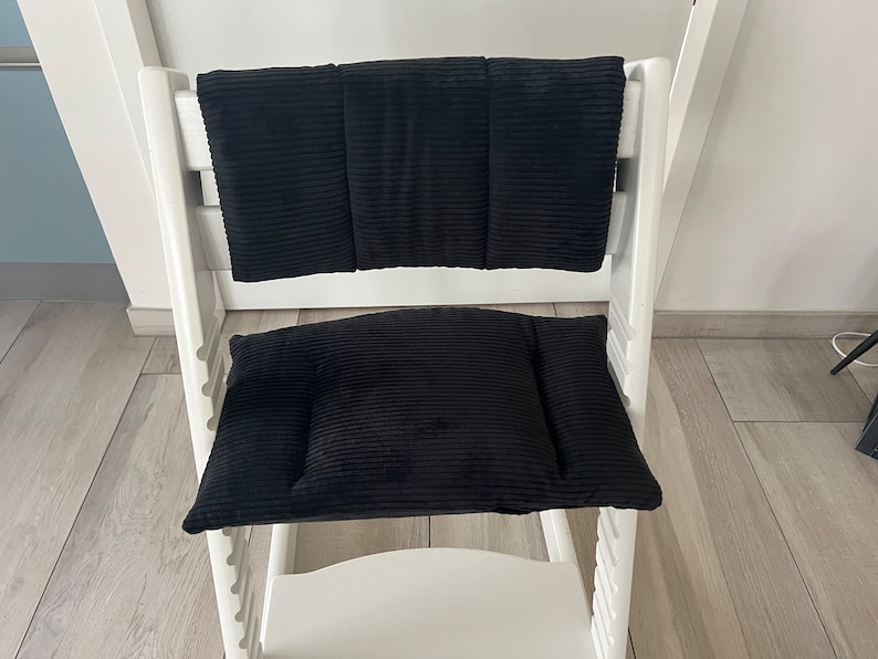 Junior chair cushions for Stokke Tripp Trapp high chair, black ribbed cord image 1