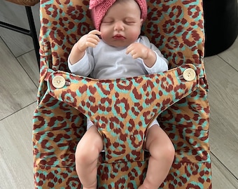 Bezug für BabyBjörn Babywippe, Leopardenmuster, braun/blau