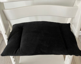 Coussin d'assise pour chaise haute Stokke Tripp Trapp, velours côtelé grossier noir. Également disponible en ensemble,