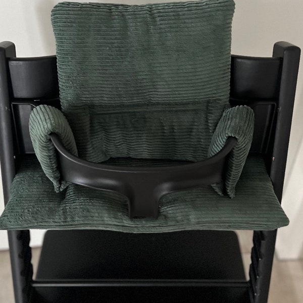 Fundas de cojín verde oscuro para trona Stokke Tripp Trapp, pana acanalada