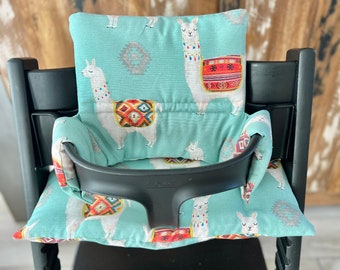 Cushions seat covers upholstery for Stokke Tripp Trapp high chair Apalca Llama mint green