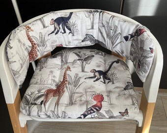 Cushion set for stokke steps junior high chair jungle ecru, multiple fabrics are available