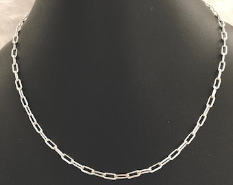 925 Italian Solid Sterling Silver Paperclip Chain Necklace, Chain For Men Women, Rectangle Link Chain Necklace, Gift For Her, Handmade Chain