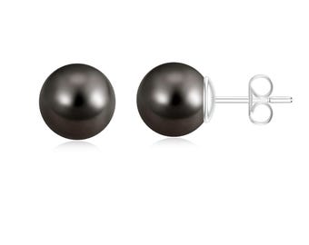 Oorknopjes Tahitiaanse parel 6,8,10 mm, massief zilveren stekers, parelstekers, solitaire-stekers, verjaardagscadeau, zwarte parelstekers, geboortesteen juni
