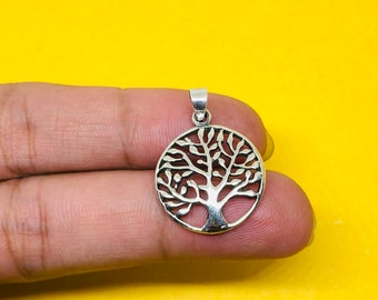 92.5 Sterling Silver Tree of Life Pendant Necklace, Pendant For Gift, Handmade Pendant, Light Weight Pendant, Cable Chain Necklace