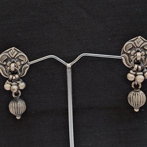 925 Sterling Silver Peacock Push Back Earrings. Dangling Earrings, Traditional Jewelry, Oxidized Silver Indian Earrings jewelry Gift For Her
