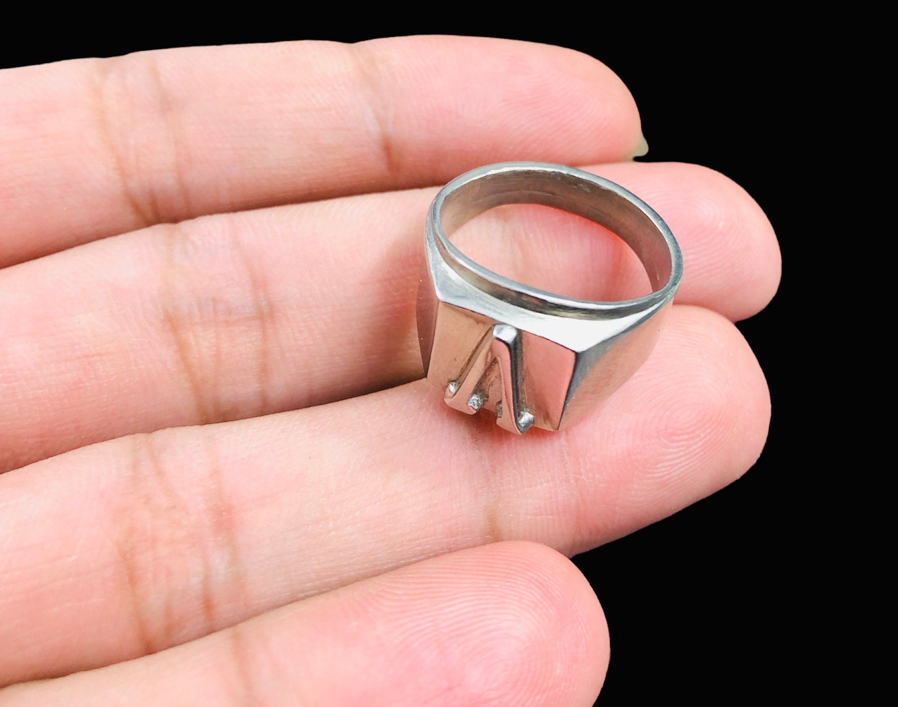 Chunky Initial Ring, 92.5 Silver Ring, Men's Initial Ring, Women ...