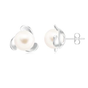 6,8,10 MM Smooth Balls White Pearl Studs Earrings For Women in 925 Sterling Silver Gold Plated Engagement Earrings For Bridal Gifted Studs