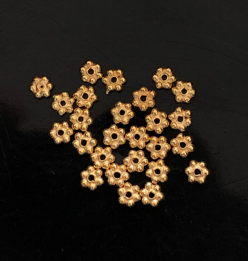 Buy Shiny Gold Daisy Spacers, 3.5mm 50pc 92.5 Sterling Silver Spacer
