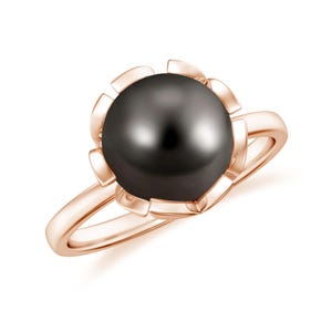 Black Pearl Ring, Stacking Ring in 14K Gold Fill, 14K Rose Gold Fill or Sterling Silver, 8mm Single Pearl Ring, Black Pearl Engagement Ring