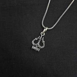 Lord Shiva Trishul Pendant - Solid 925 Sterling Silver Pendant - Oxidize Handmade Pendant - Indian God Pendant - Religious Indian Jewelry