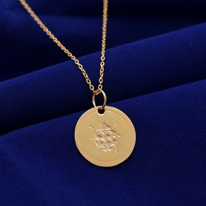Dainty Gold 14k Ladybug Necklace, 925 Silver Personalized Ladybug Pendant, Animal Pendant, Good fortune symbol, Layering necklace