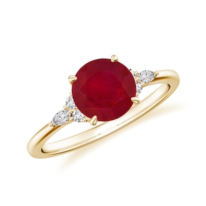 Ruby Gemstone Engagement Ring, Lab Created Stone July Birthstone Ring, Genuine Ruby Ring, Solitaire Promise Ring, Birthday Gift For Daughter
