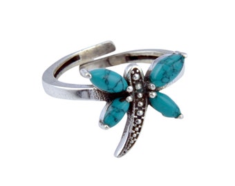 Turquoise Butterfly Ring, 925 Sterling Silver Oxidized Ring, Gift for Her, Ring For Women, Elegant and Minimalist, Gift For Mom, Bridal Gift