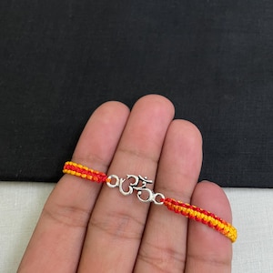 925 Silver Rakhi For Brother, Silver Om Rakhi, Om Silver Rakhi For Brother, Silver Rakhi from India, Thread Bracelet Rakhi For Him Brother