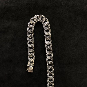 Solid 925 Sterling Silver Cuban Link Chain Bracelet, Oxidized Curb Bracelet For Men, 8Inches Handmade Filigree Bracelet, Bali Chains Gift image 4